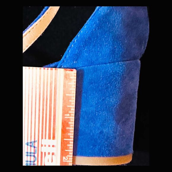 Royal Blue Sam Edelman Susie Block Heel Sandals Sz. 8. Blue Suede Shoes! - Picture 5 of 5